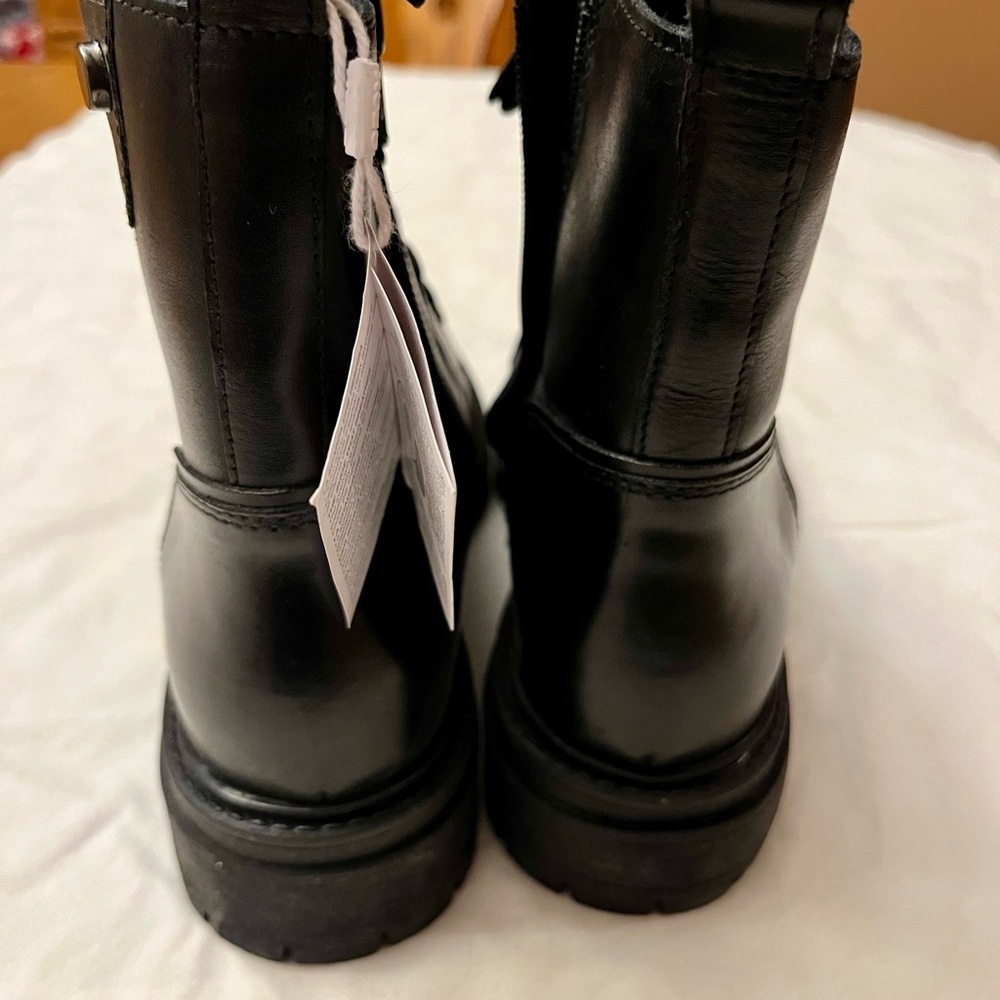 Geox Black Leather Combat Boots - Picture 3 of 7